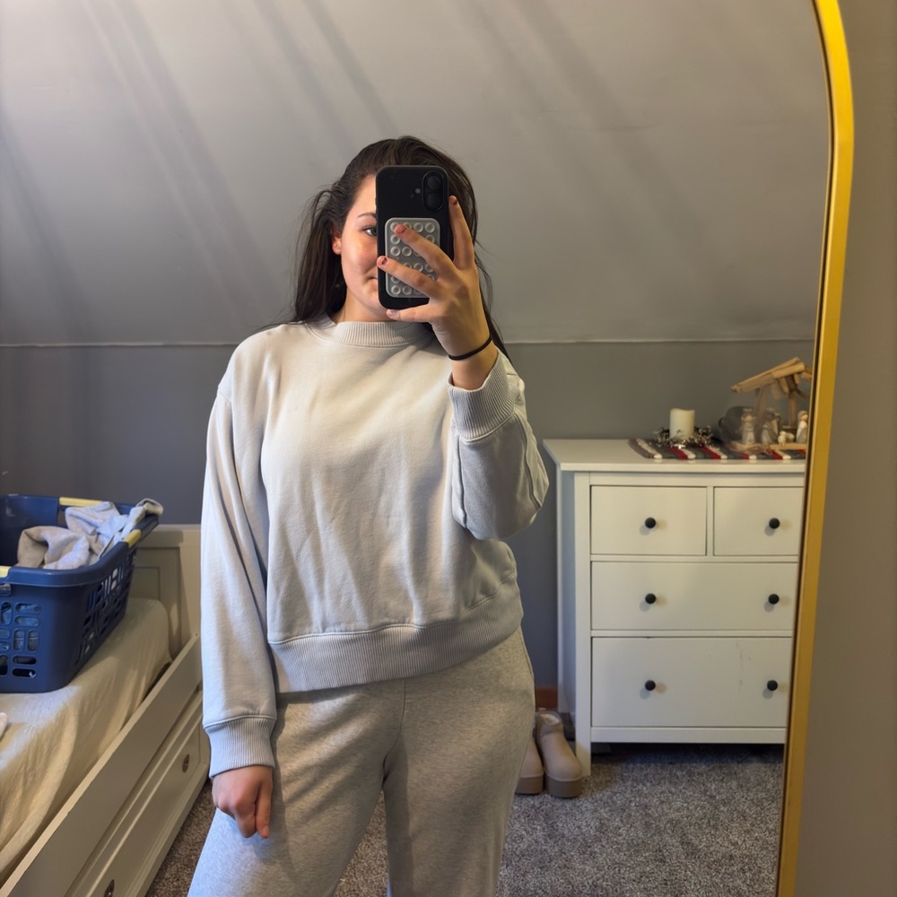 light blue crewneck